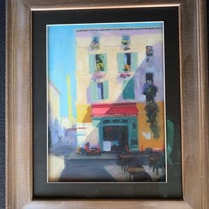 Original pastel painting French Street Scene by Linda Dellandre